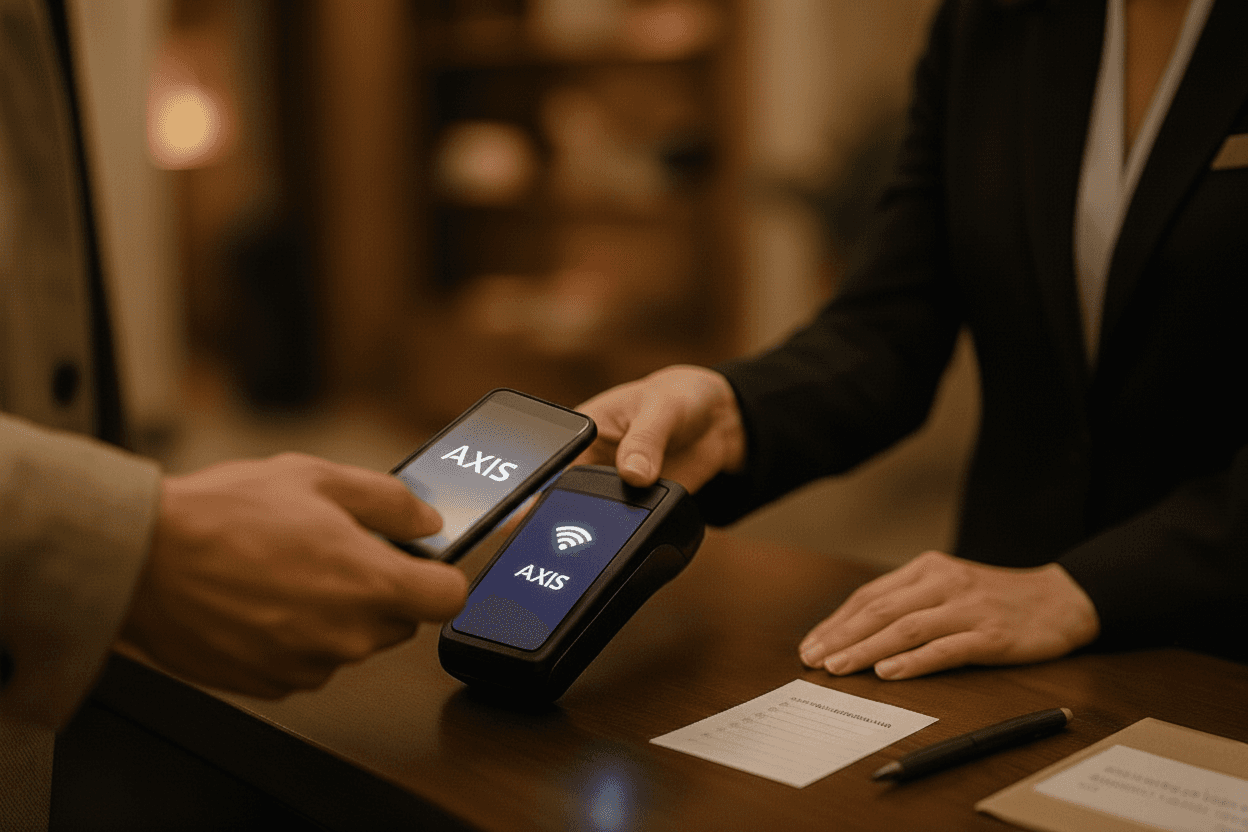 Guest using their phone to access hotel services