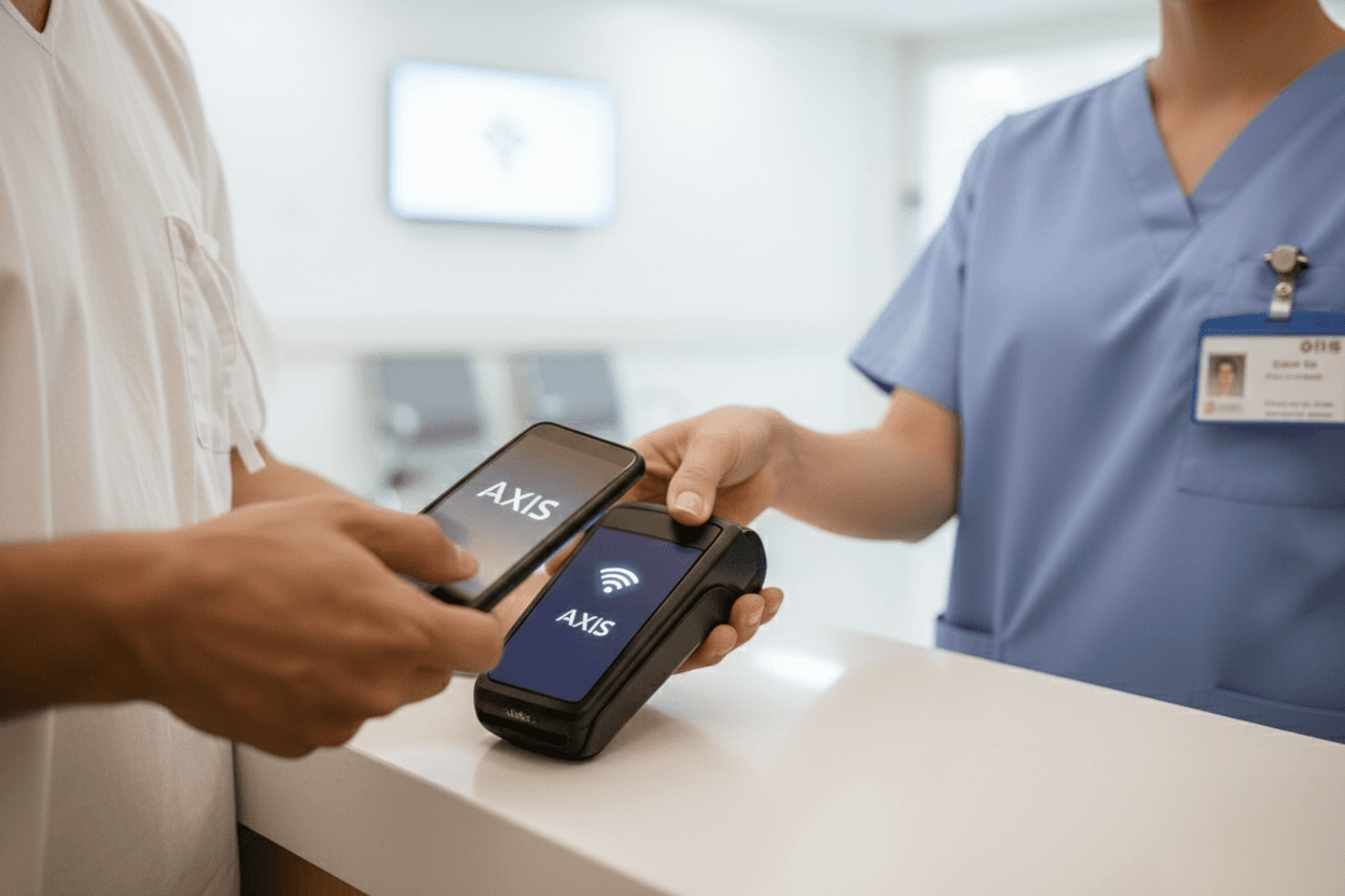 Clinician collecting a co-payment from a patient using a terminal