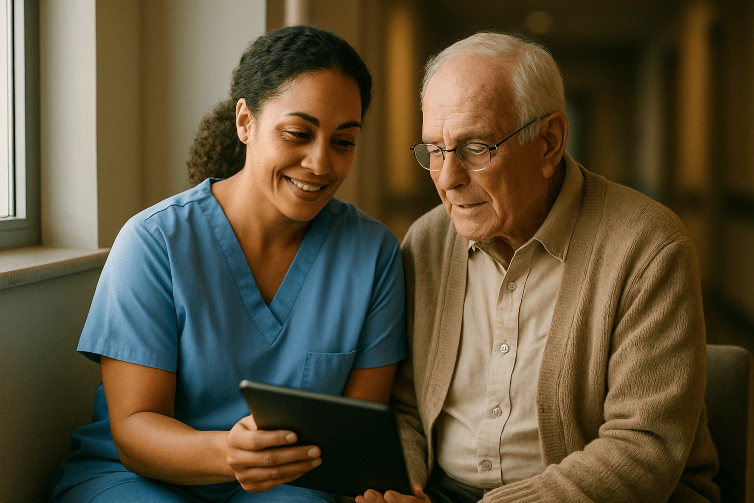 Nurse messaging a patient as part of a chronic care plan