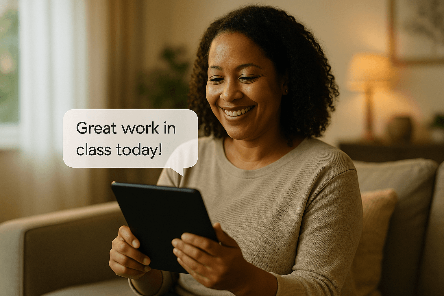 Parent communicating with a school via a messaging app