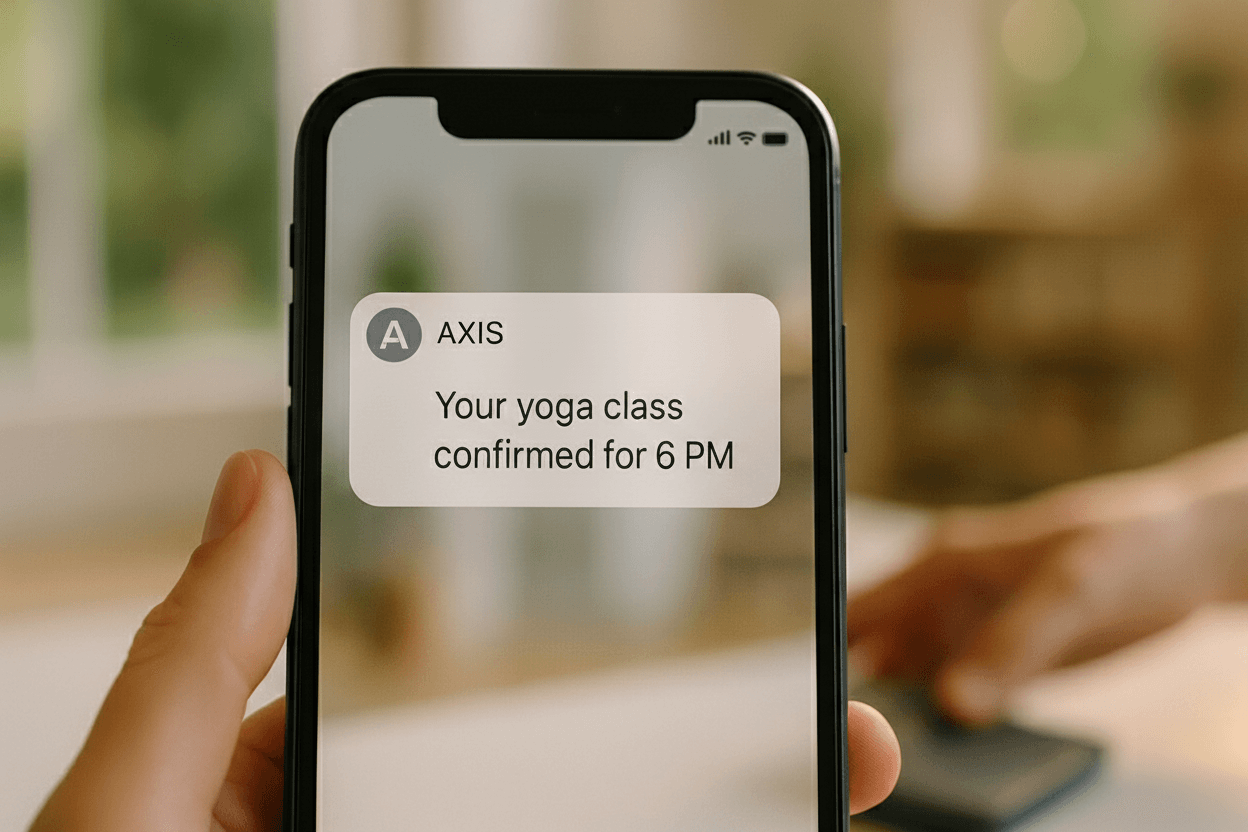 Client receiving a class reminder notification