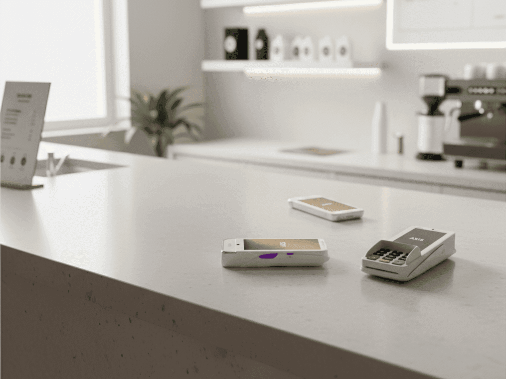 Payment terminal at a hotel front desk